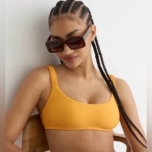 J.Crew Orange Scrunchie-Strap Squareneck Bikini Top with Removable Pads, Size XL